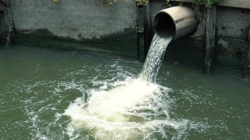 Rainwater Flows Into the Canal Through the City Sewer System