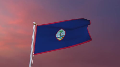 Guam Flag Waving Animation with Realistic Fabric Motion