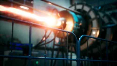 Futuristic Cyberpunk Power Plant Thermonuclear or Nuclear Reactor