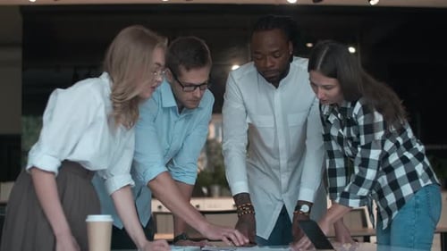 Team Brainstorming Strategy in Modern Urban Office