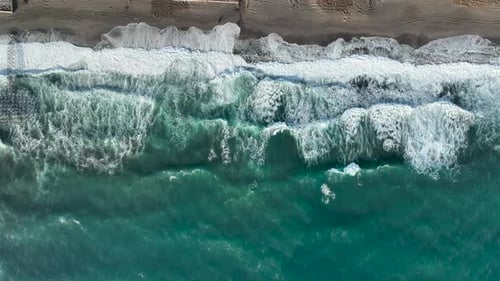 Sea waves in a storm aerial view 4 K
