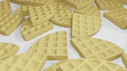 3D Animated Waffles Falling Seamless Loop
