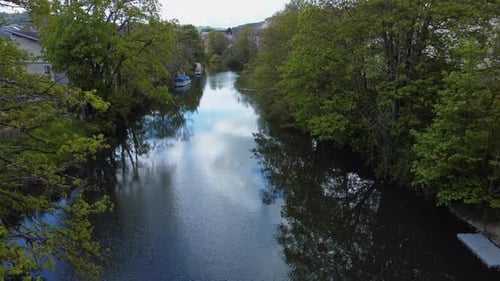 River avon aerial in the centre of Bath, Somerset