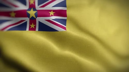 Waving Niue National Flag Realistic Animation