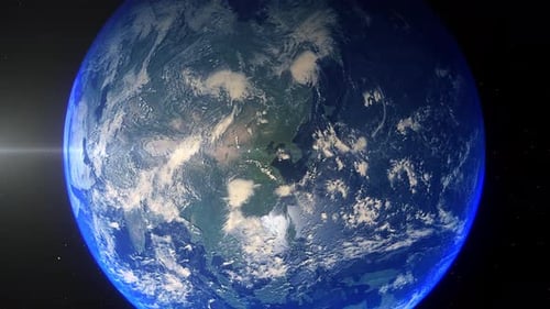 Realistic Earth Zoom Out Clouds Yellow Sea