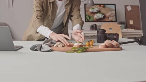 Food Stylist Arranges Ingredients for Photography