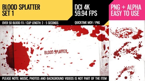 Grungy Blood Splatter Transitions and Reveals Pack