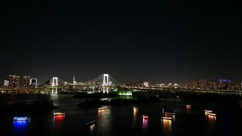 Beautiful Rainbow bridge in Tokyo city in Japan