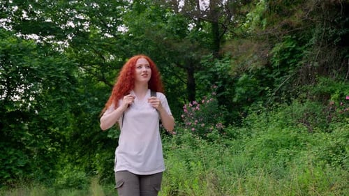 Cute Young Girl Walking Outdoors