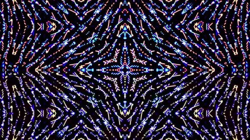 Abstract Symmetrical Glowing Light Pattern Kaleidoscope Loop