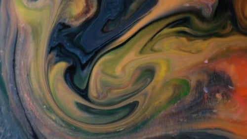 Abstract Psychedelic Background. Multicolored Paints Mixed in Milk