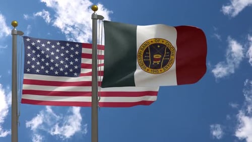 Bandera de Estados Unidos Vs Mississippi Choctaw Bandera en asta de bandera