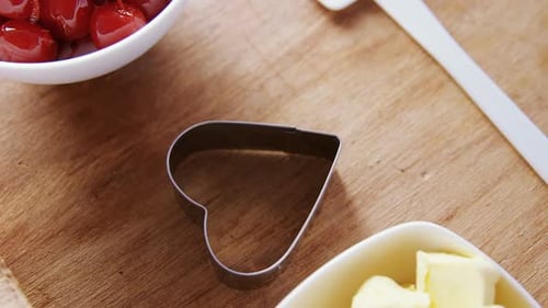 Close Up Baking Ingredients for Cookies on Table