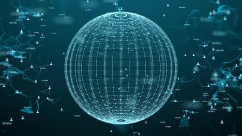 Spinning Digital Globe Global Network Technology Background