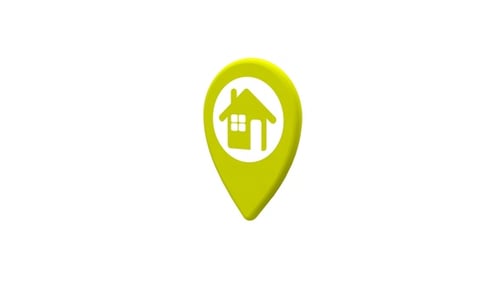 Modern 3D House Location Pin Animated Icon