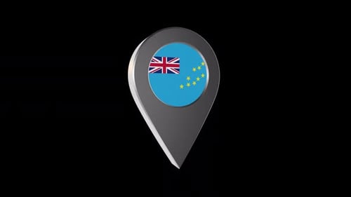 Tuvalu Flag Map Pin Icon 3D Rotation Animation