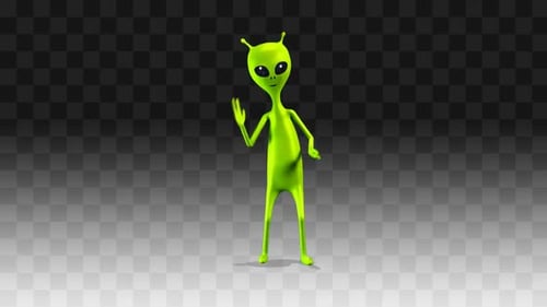 Funny Green Alien Character Dancing Loop Animation