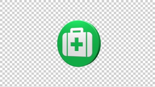 3D First Aid Kit Icon Rotating Seamlessly