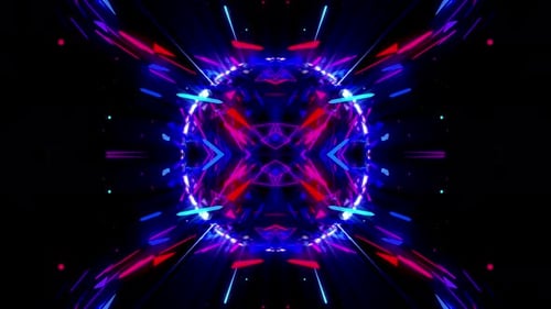 Abstract Futuristic Glowing Geometric Kaleidoscope Loop Background
