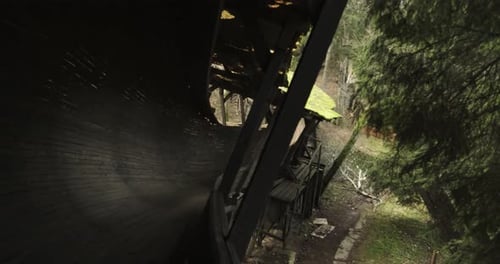 Walk Through A Old Wooden Bobsleigh Track In Latvia.