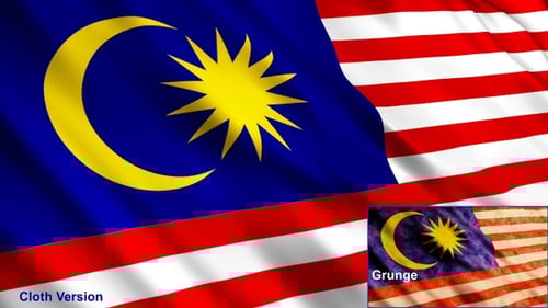 Waving Malaysian Flag Animation with Clean and Grunge Versions