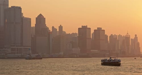 Hong Kong city at sunset