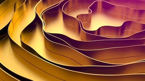 Abstract Fluid Golden Wavy Lines Background Animation