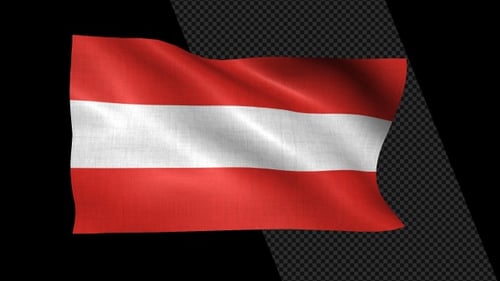Austrian Flag Waving Animation with Realistic Fabric Texture