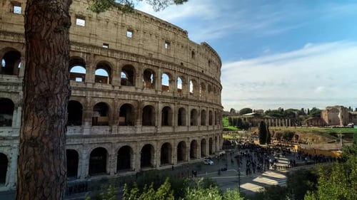 Ruins of Colosseum at sunny day