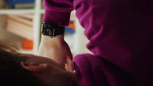 Close Up of Smart Watch Monitoring Heart Rate