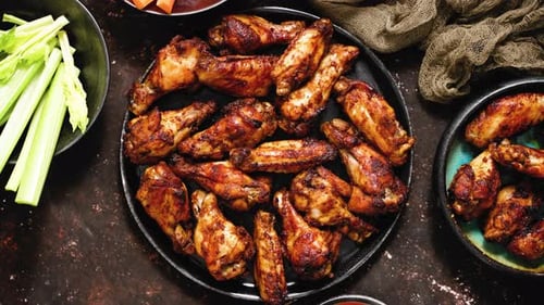 Overhead View of Spicy Roasted Chicken Wings
