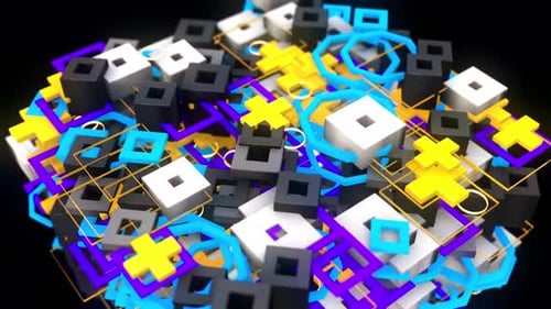 Bunte Konstruktionsfiguren mit Quadraten