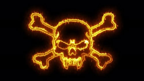 Dynamic Fiery Skull and Crossbones Reveal Animation