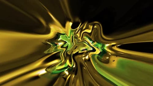 Shiny Abstract Fluid Green Gold Liquid Animation
