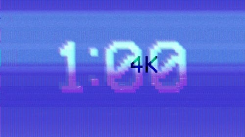 Retro Digital Glitch Countdown Timer with Heavy Static