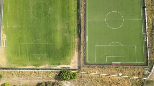 Aerial View of Soccer Fields Side by Side