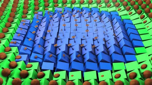 Animated Basketball Court Transformation with Dynamic Hoops