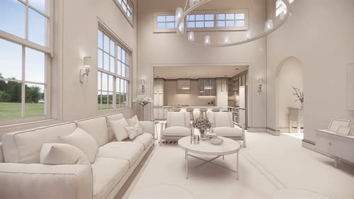 Modern Interior Design Reveal From Wireframe To Render Animation