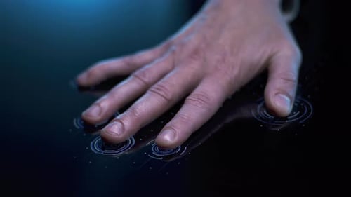 Hand Scanning Fingerprints on Reflective Surface