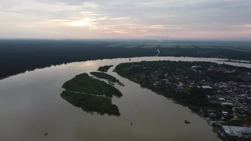 Sunset view of Pulau Bangau at Sungai Perak
