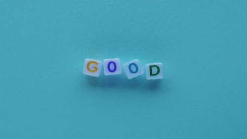 COVID Block Letters on Cyan Background