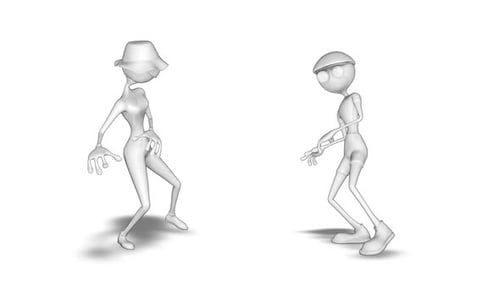 3D Mann und Frau tanzen Looped auf Weiß