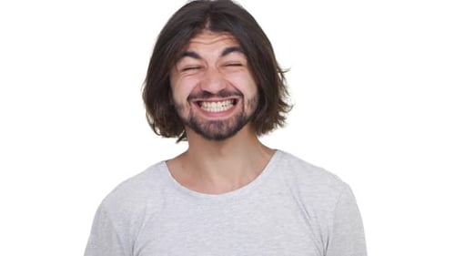 Man Laughing and Smiling Portrait Close Up