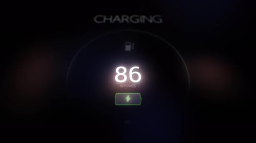 Futuristic Battery Charging Progress Indicator Digital Display