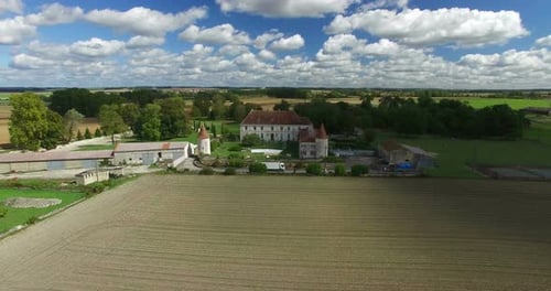 Aerial view of Bourbet Castle, France
