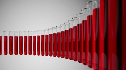 Red Liquid Filling Test Tubes Animation for Medical Science