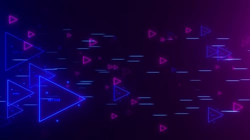 Neon Triangles Digital Data Stream Motion Background