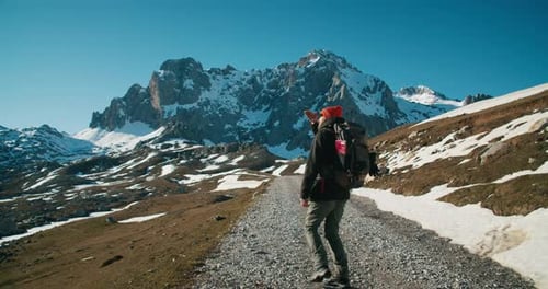 Hiker on Exploration Trip on Mountain Adventure