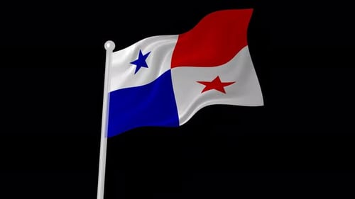 Waving Flag of Panama on Alpha Channel Background