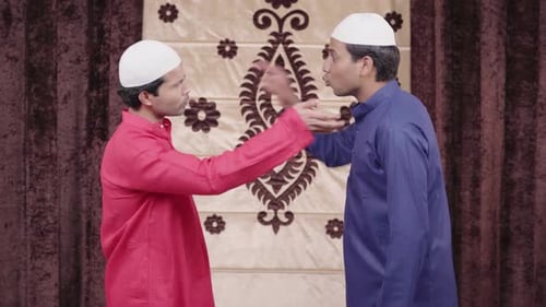 Two Men Chatting in Traditional Dress